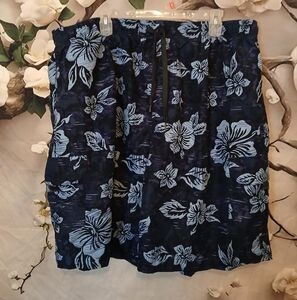 Floral Print Blue and Black Shorts